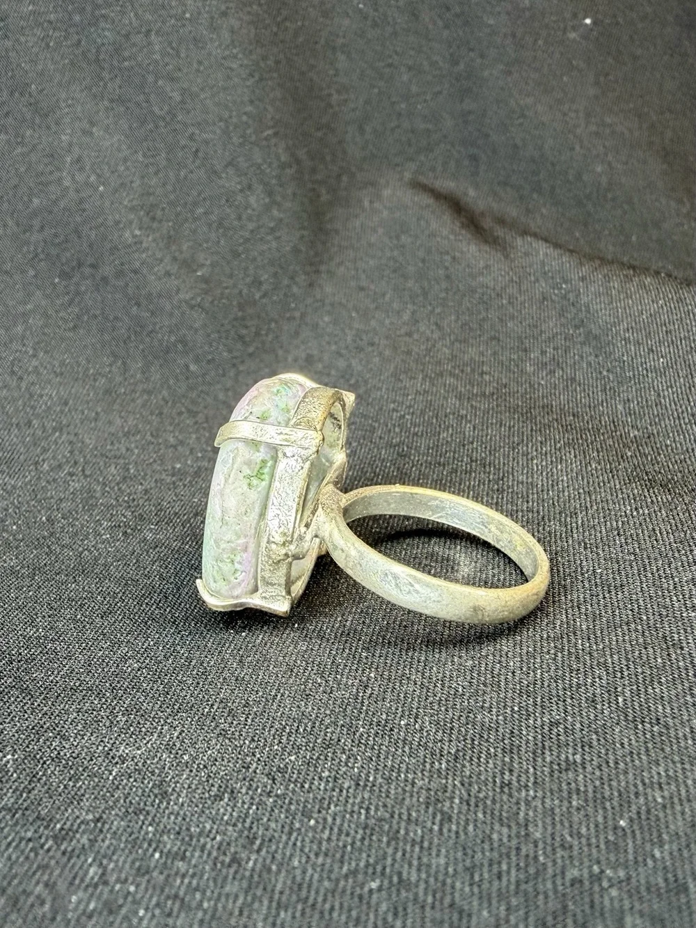 Handcrafted Sterling Silver Solar Quartz Statement Boho Ring Size 6